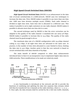 High Speed Circuit Switched Data (HSCSD)