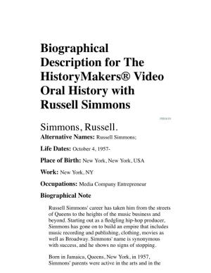 Simmons, Russell. Alternative Names: Russell Simmons;
