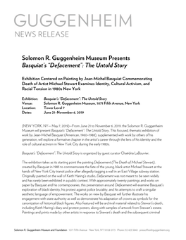 Solomon R. Guggenheim Museum Presents Basquiat's “Defacement”: the Untold Story