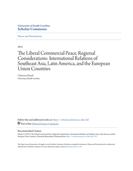 International Relations of Southeast Asia, Latin America, and the European Union Countries Chienwu Hsueh University of South Carolina