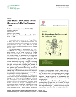 Mats Thulin - the Genus Boswellia (Burseraceae)