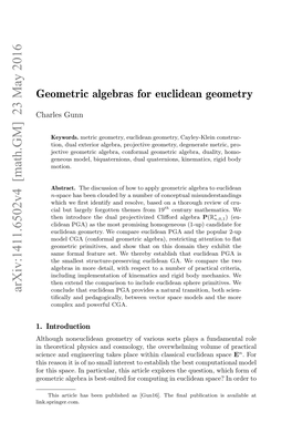 Geometric Algebras for Euclidean Geometry