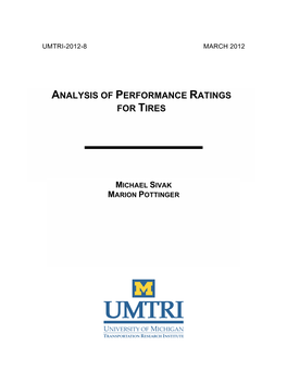Analysis of Performance Ratings for Tires