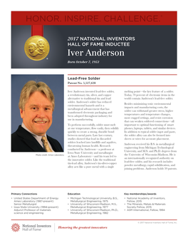 2017 National Inventors Hall of Fame Inductee Bios
