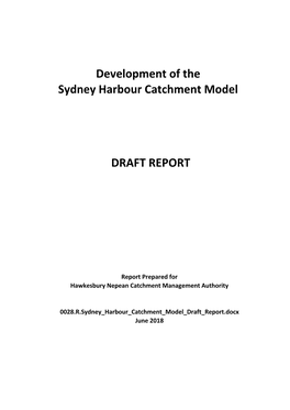 Development of the Sydney Harbour Catchment Model DRAFT REPORT