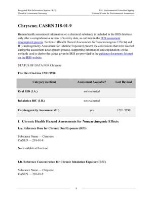 Chrysene; CASRN 218-01-9