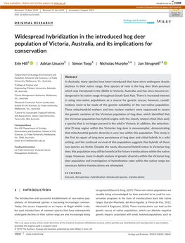Widespread Hybridization in the Introduced Hog Deer Population of Victoria, Australia, and Its Implications for Conservation