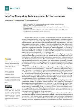 Edge/Fog Computing Technologies for Iot Infrastructure