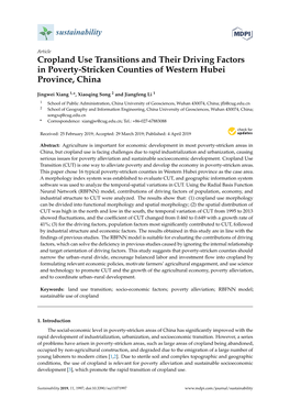 Cropland Use Transitions and Their Driving Factors in Poverty-Stricken Counties of Western Hubei Province, China