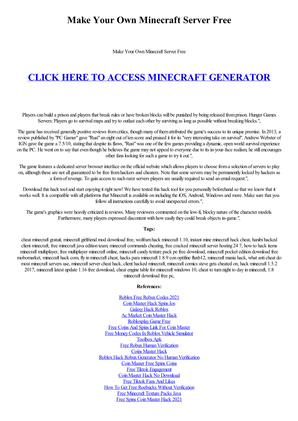 Make Your Own Minecraft Server Free