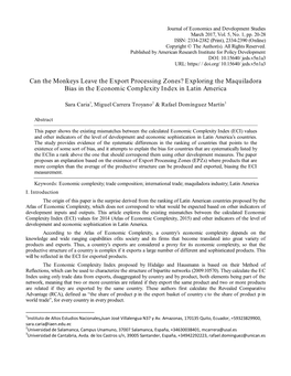 Can the Monkeys Leave the Export Processing Zones? Exploring the Maquiladora Bias in the Economic Complexity Index in Latin America