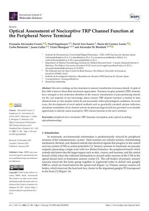 Optical Assessment of Nociceptive TRP Channel Function at the Peripheral Nerve Terminal