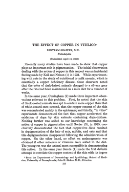 The Effect of Copper in Vitiligo' Bertram Shaffer, M.D