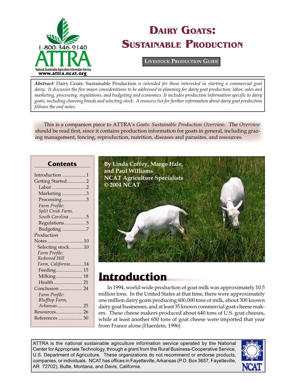 Dairy Goats: Sustainable Production