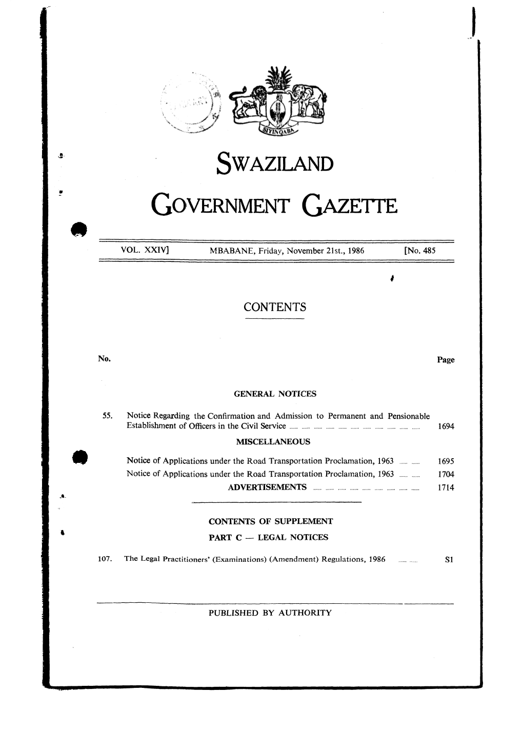 Swaziland Government Gazette