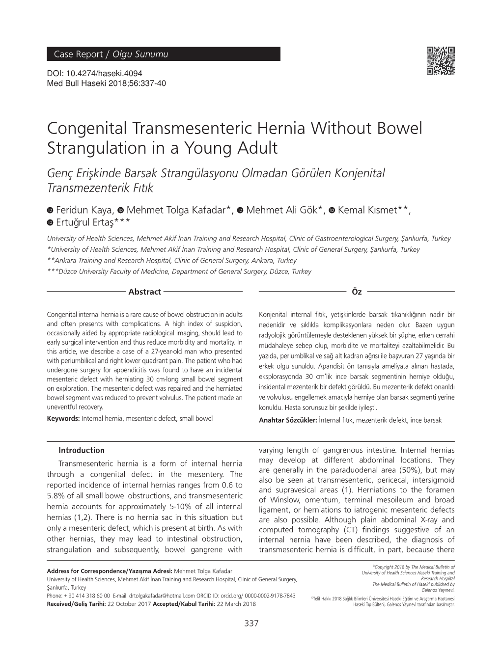 Congenital Transmesenteric Hernia Without Bowel Strangulation in a Young Adult