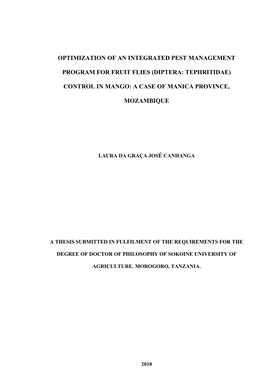 (Diptera: Tephritidae) Control in Mango