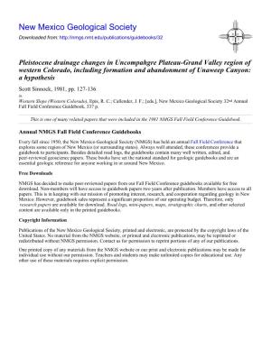 Pleistocene Drainage Changes in Uncompahgre Plateau-Grand