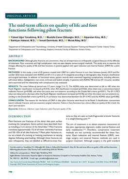 The Mid-Term Effects on Quality of Life and Foot Functions Following Pilon Fracture