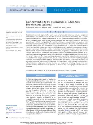 New Approaches to the Management of Adult Acute Lymphoblastic Leukemia Renato Bassan, Jean-Pierre Bourquin, Daniel J