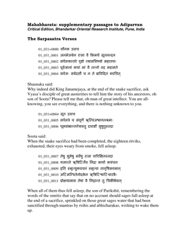 Mahabharata: Supplementary Passages to Adiparvan The
