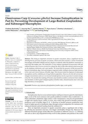 Carassius Gibelio) Increase Eutrophication in Part by Preventing Development of Large-Bodied Zooplankton and Submerged Macrophytes