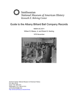 Guide to the Albany Billiard Ball Company Records