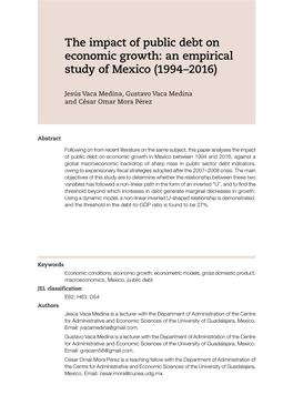 The Impact of Public Debt on Economic Growth: an Empirical Study of Mexico (1994–2016)
