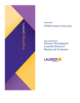 Wilfrid Laurier University Director, Development Lazaridis School Of