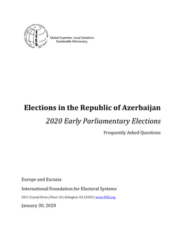 IFES, Faqs, 'Elections in the Republic of Azerbaijan: Early Parliamentary