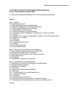 19. DE LIMES: EEN NATTE GRENS DWARS DOOR NEDERLAND (Versie 1.0, Geaccepteerd Augustus 2006) H. Van Enckevort (Gemeente Nijmegen