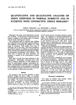 QUANTITATIVE and QUALITATIVE ANALYSIS of JOINT STIFFNESS in NORMAL SUBJECTS and in PATIENTS with CONNECTIVE TISSUE DISEASES*T