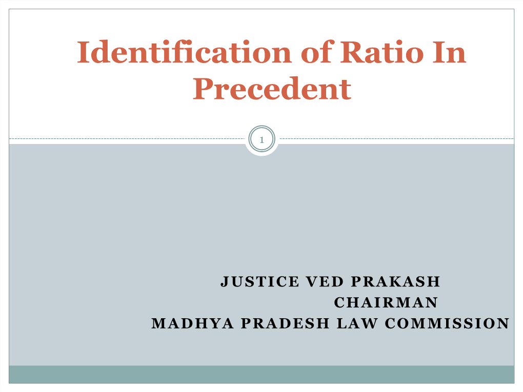 Identification of Ratio in Precedent