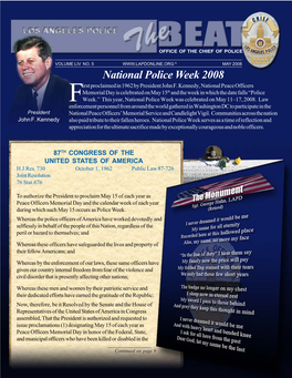 National Police Week 2008 Irst Proclaimed in 1962 by President John F