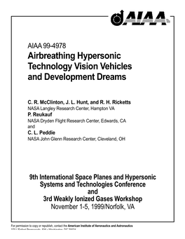 Airbreathing Hypersonic Technology Vision Vehicles and Development Dreams