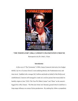The Terminator” (1984)--Cameron’S Frankenstein Unbound