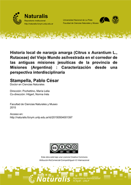 Historia Local De Naranja Amarga (Citrus X