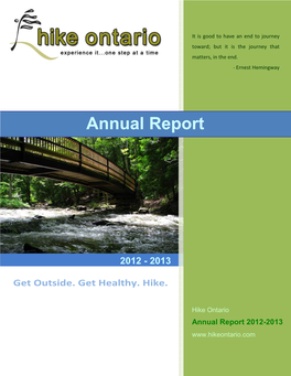 Hike Ontario 2012-2013 Annual Report