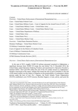 Yearbook of International Humanitarian Law — Volume 18, 2015 Correspondents’ Reports