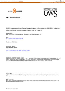UWS Academic Portal Highly-Scalable Software Firewall