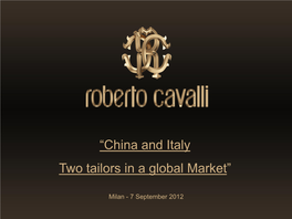 “China and Italy Two Tailors in a Global Market”