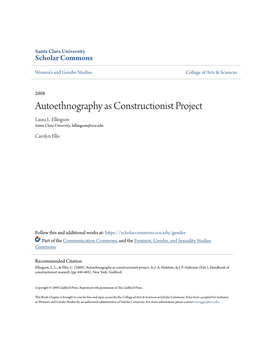 Autoethnography As Constructionist Project Laura L