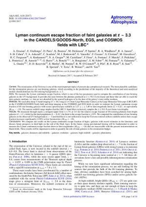 Lyman Continuum Escape Fraction of Faint Galaxies at Z ∼ 3.3 in the CANDELS/GOODS-North, EGS, and COSMOS ﬁelds with LBC? A