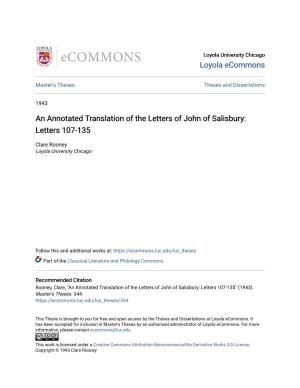 An Annotated Translation of the Letters of John of Salisbury: Letters 107-135