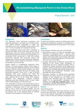 Re-Establishing Macquarie Perch in the Ovens River Fact Sheet