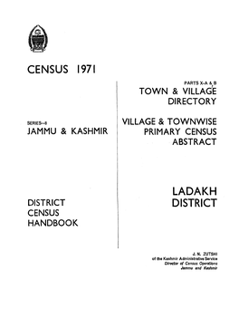 District Census Handbook, Ladakh, Parts X-A & B, Series-8