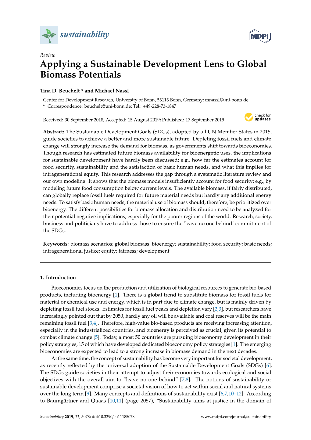 Applying a Sustainable Development Lens to Global Biomass Potentials