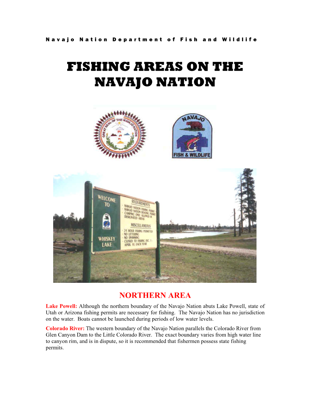 Fishing Areas on the Navajo Nation