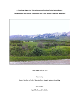 A Cumulative Watershed Effects Assessment Template for the Eastern Slopes