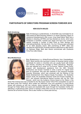Participants of Directors Program Screen Forever 2018